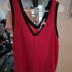 Nordstrom Chelsea28 Red and Black V-Neck Tank Top